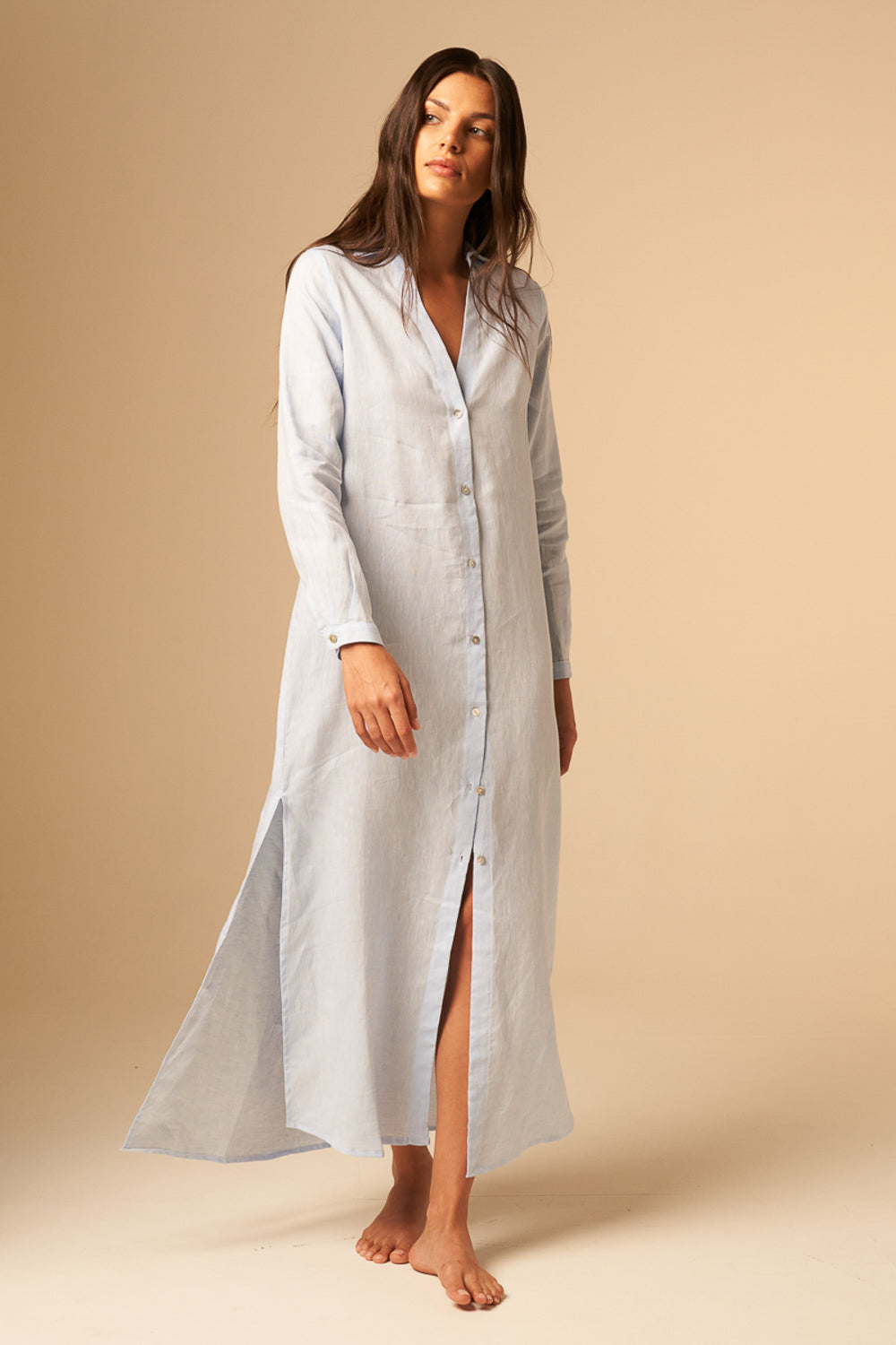 italian linen shirt dress Adelaide Linen Blend Shirtdress - / Italian Orange- SizeL